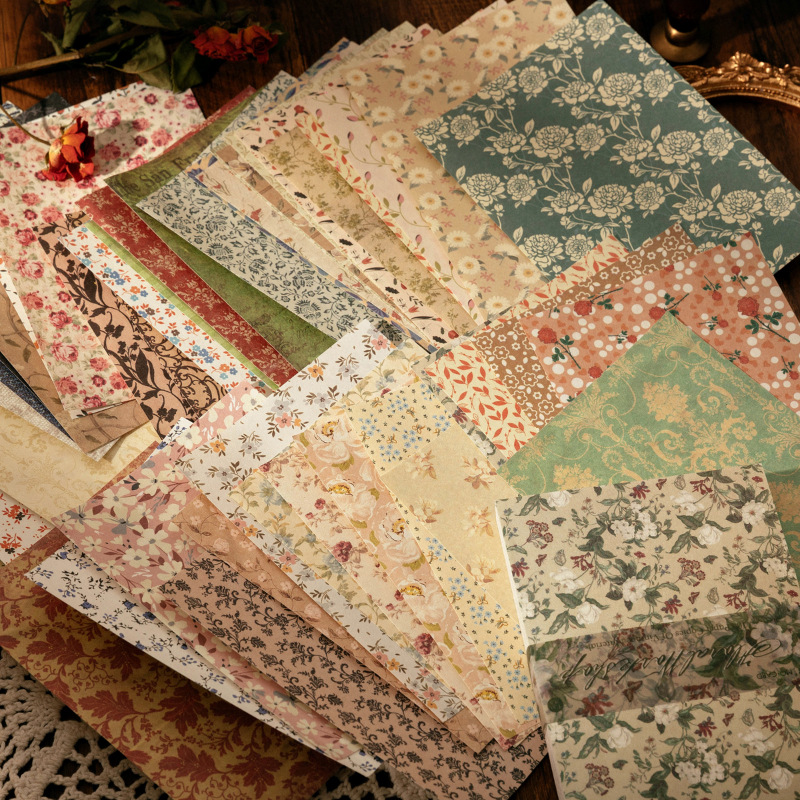 Vintage Fashion Magazines - 100 ورقة خمر INS نمط الأزهار