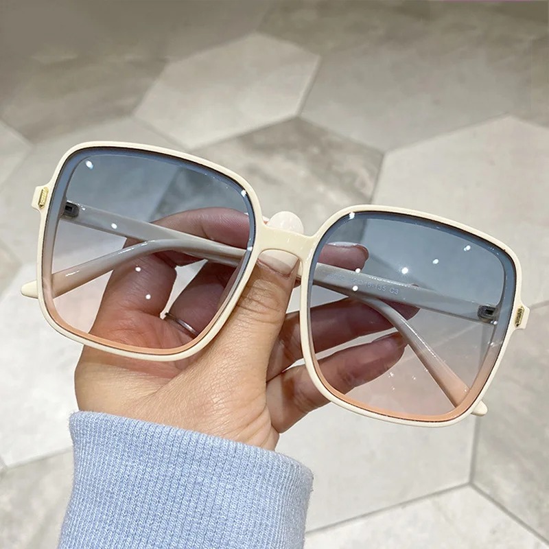 Vintage Fashion Luxury - نظارات شمسية مربعة كبيرة الحجم بتصميم