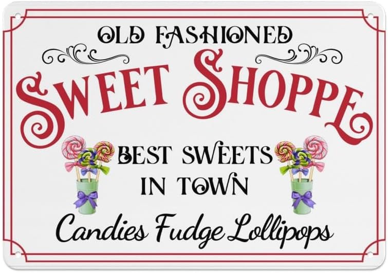 Vintage Fashion Shop - لافتة معدنية بتصميم عتيق لمحل حلويات