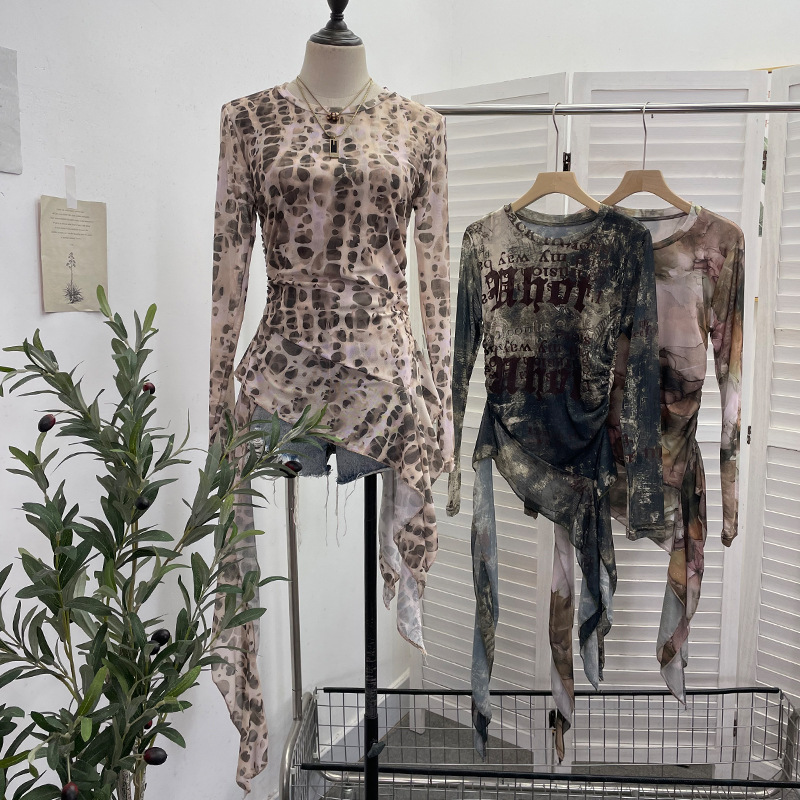 ISAROSE Y2K تي شيرت شبكي للنسا - مراجعة Tie Dye Shirt Vintage وسعره