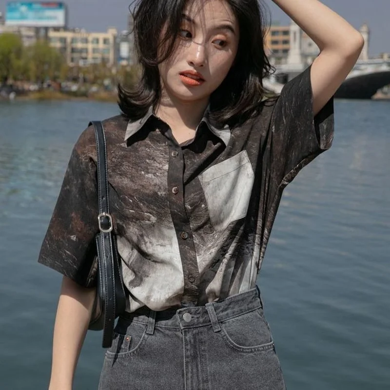 قميص نسائي رائع مستقيم غير رسم - مراجعة Tie Dye Shirt Vintage وسعره