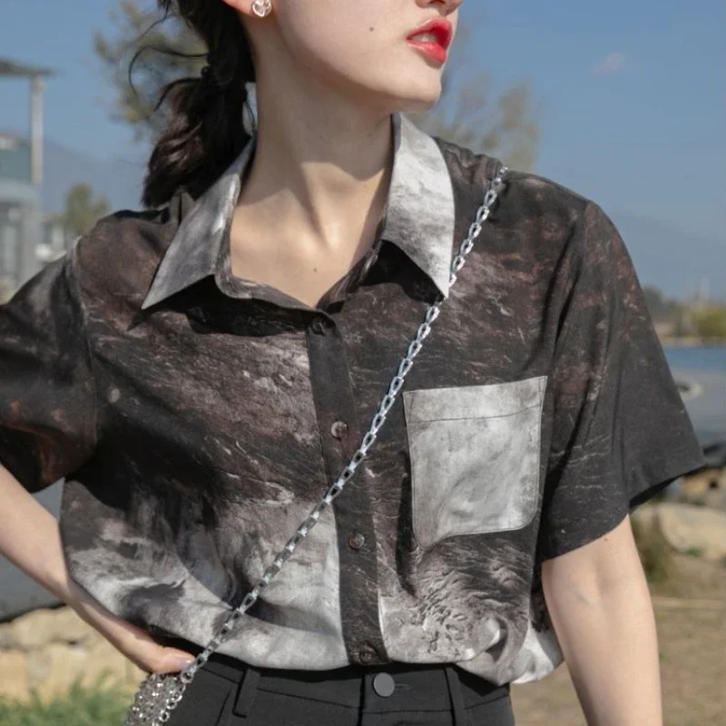 قميص نسائي رائع مستقيم غير رسم - مراجعة Tie Dye Shirt Vintage وسعره