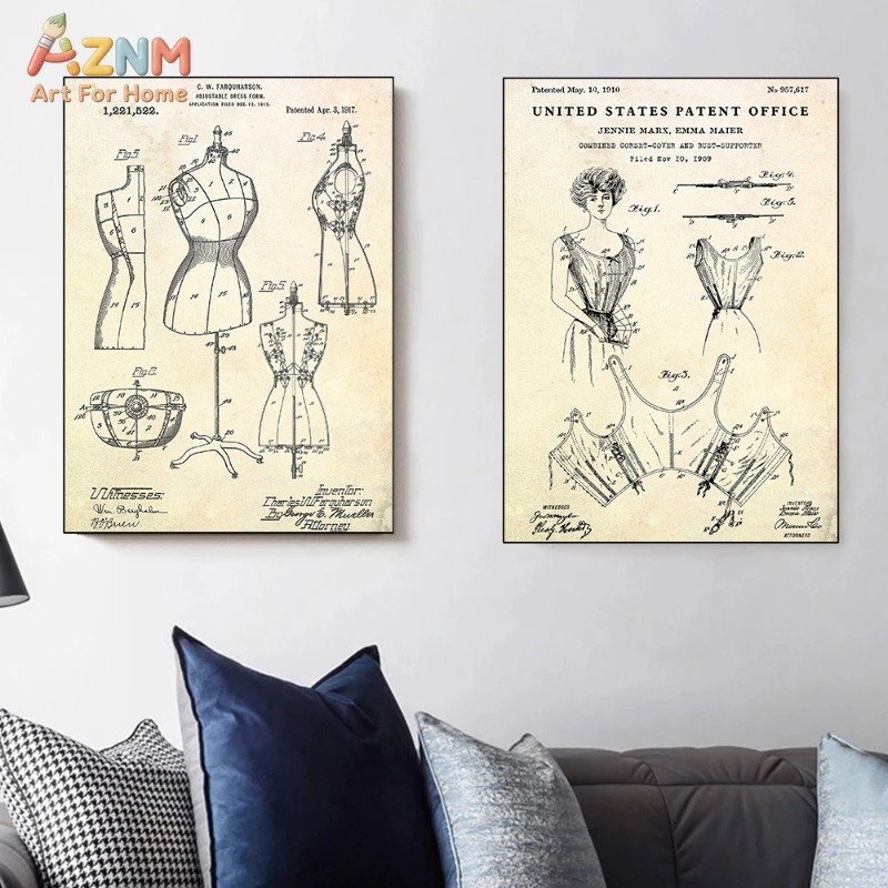 لوحة فنية جدارية من القماش بتص - مراجعة Vintage Fashion Sketches وسعره