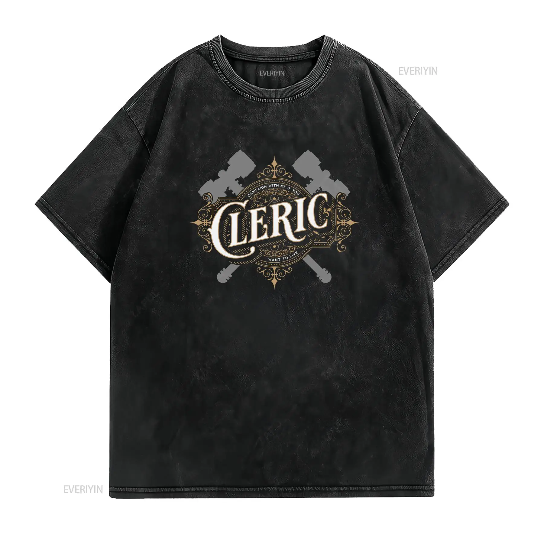 تي شيرت DnD Cleric بتصميم ريتر - مراجعة Vintage Fashion Font وسعره