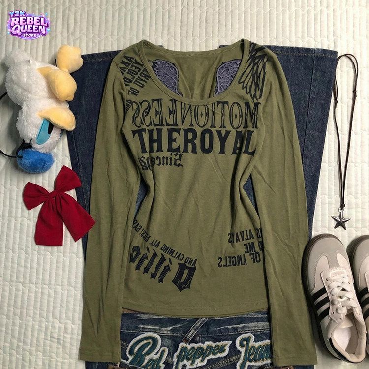 تي شيرت نسائي أخضر بتصميم عتيق - مراجعة Vintage Fashion Subculture وسعره
