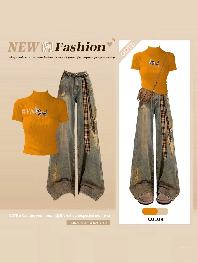 طقم صيفي على الطراز الأمريكي:  - مراجعة Vintage Fashion T Shirts وسعره